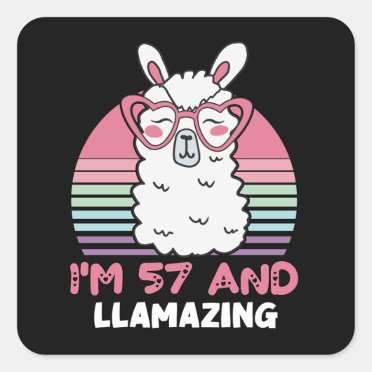 Grappig Schattig Llama 57e verjaardagscadeau voor Vierkante Sticker (Voorkant)