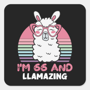 Grappig Schattig Llama 66e verjaardagscadeau voor  Vierkante Sticker