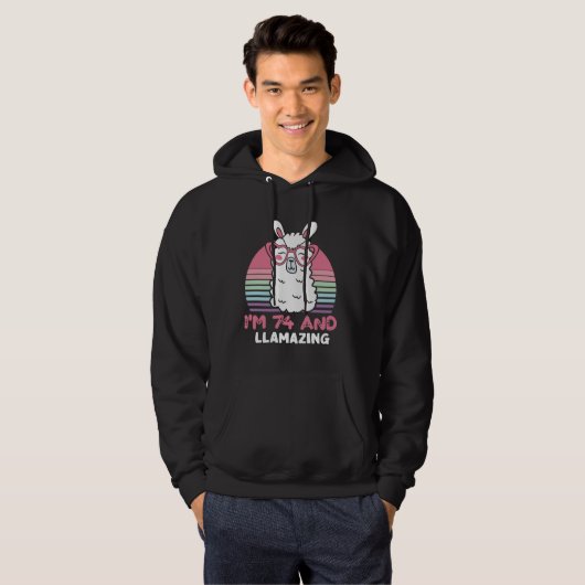 Grappig Schattig Llama 74e verjaardagscadeau voor Hoodie (Voorkant volledig)