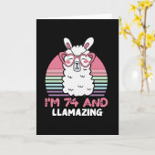Grappig Schattig Llama 74e verjaardagscadeau voor Kaart (Gele Bloem)