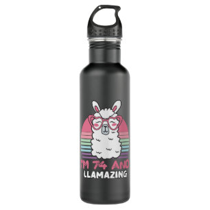 Grappig Schattig Llama 74e verjaardagscadeau voor  Waterfles