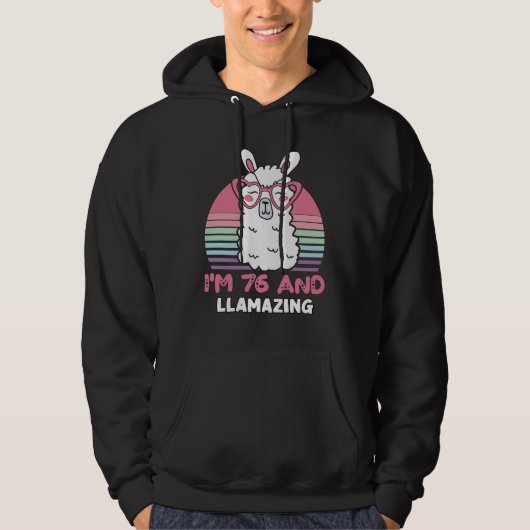 Grappig Schattig Llama 76e verjaardagscadeau voor Hoodie (Voorkant)