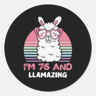 Grappig Schattig Llama 76e verjaardagscadeau voor  Ronde Sticker