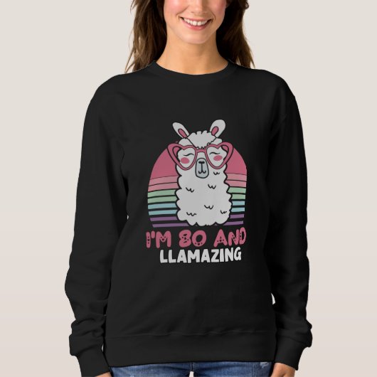 Grappig Schattig Llama 80ste verjaardagscadeau voo Trui (Voorkant)
