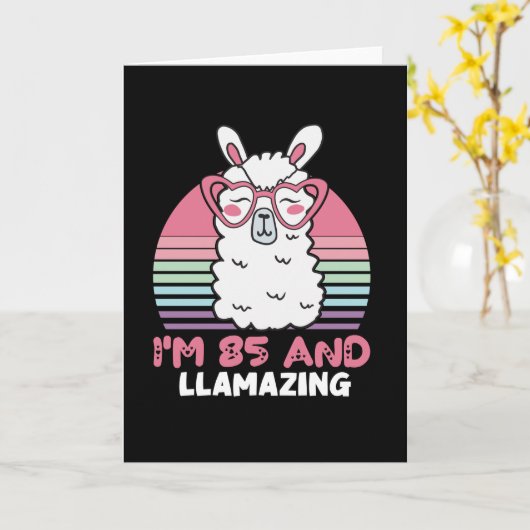 Grappig Schattig Llama 85e verjaardagscadeau voor Kaart (Gele Bloem)