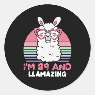 Grappig Schattig Llama 89ste verjaardagscadeau voo Ronde Sticker