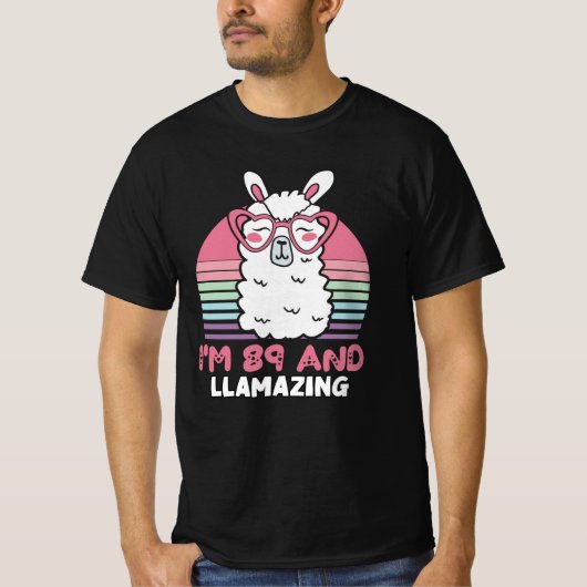 Grappig Schattig Llama 89ste verjaardagscadeau voo T-shirt (Voorkant)
