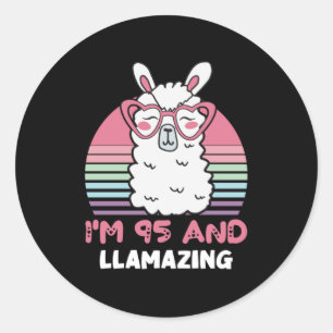 Grappig Schattig Llama 95e verjaardagscadeau voor  Ronde Sticker