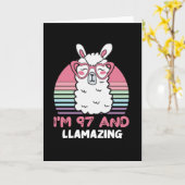 Grappig Schattig Llama 97e verjaardagscadeau voor  Kaart (Gele Bloem)