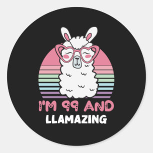 Grappig Schattig Llama 99e verjaardagscadeau voor  Ronde Sticker