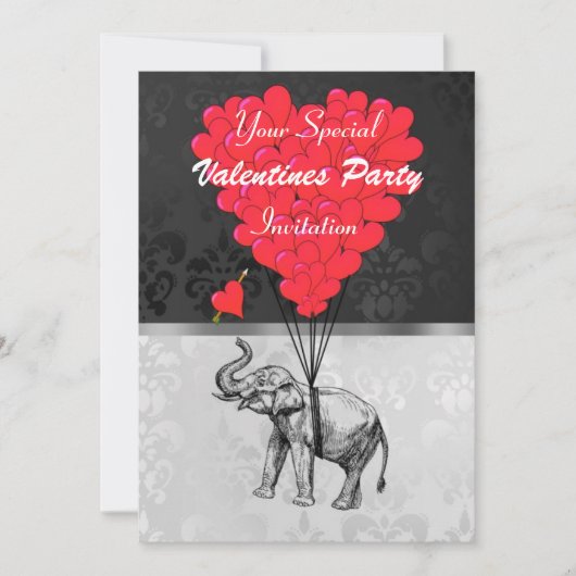 Grappig schattig olifant en hart Valentijnse fees Kaart (Voorkant)