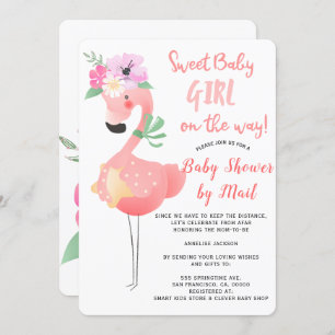 Grappig schattig roze flamingo baby shower per mai kaart
