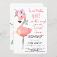 Grappig schattig roze flamingo baby shower virtuee