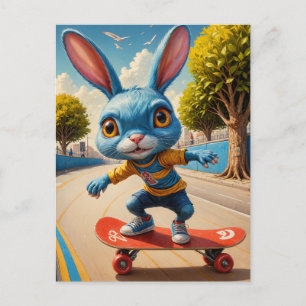 Grappig Schattig Skateboarden Schattige Konijn Briefkaart