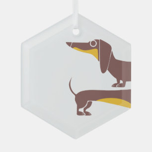 Grappig schattig teckel voor lange hond ouder glas ornament