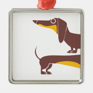 Grappig schattig teckel voor lange hond ouder metalen ornament