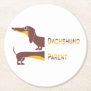Grappig schattig teckel voor lange hond ouder ronde kartonnen onderzetter