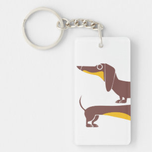 Grappig schattig teckel voor lange hond ouder sleutelhanger