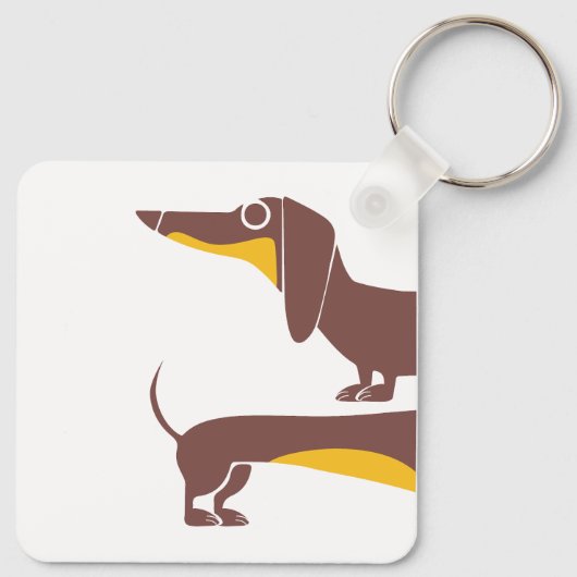 Grappig schattig teckel voor lange hond ouder sleutelhanger (Achterkant)