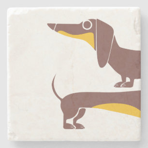 Grappig schattig teckel voor lange hond ouder stenen onderzetter