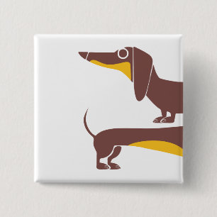 Grappig schattig teckel voor lange hond ouder vierkante button 5,1 cm