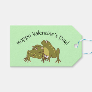 Grappig schattig Valentijnsdag hoppy kikkers in li Cadeaulabel