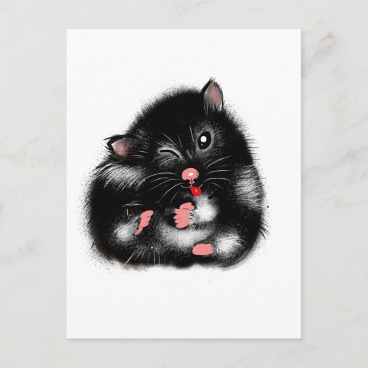 Grappig schattig zwart wit syrian hamster geschenk briefkaart (Voorkant)