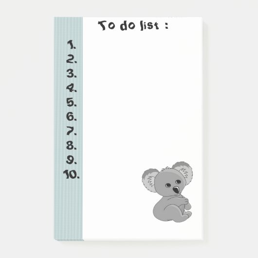 Grappig schattige baby koala" om een lijst te make post-it® notes (Voorkant)