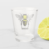 Grappig Schattige Bijen Insect Buzzed Quote Pun Shot Glas (Achterkant)
