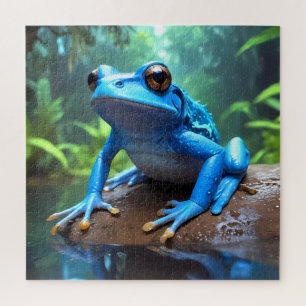 Grappig Schattige Blauw Dart Frog Jigsaw Puzzel