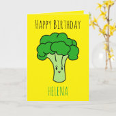 Grappig Schattige Broccoli Geel Vegan Verjaardag Kaart (Gele Bloem)