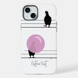 Grappig Schattige Bubblegum Vogels op een Draadwit iPhone 16 Hoesje