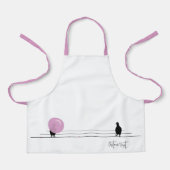 Grappig Schattige Bubblegum Vogels op een Draadwit Schort (Voorkant)