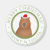 Grappig Schattige Capybara Santa Christmas Magneet (Voorkant)