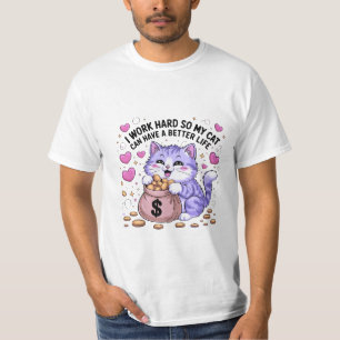 😺 Grappig Schattige Cat Money Bag T-Shirt 💰   Ca