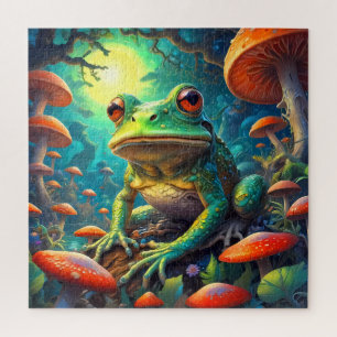 Grappig Schattige Frog Zittende puzzel Legpuzzel