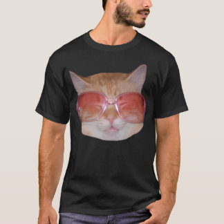 Grappig Schattige Geeky Hipster Cat Dragen Bril T-shirt