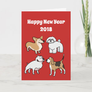 Grappig Schattige Gelukkig Nieuwjaar van de Hond 2 Feestdagen Kaart