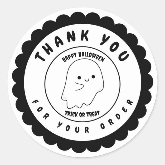 Grappig Schattige Ghost Halloween Dank u aanpassen Ronde Sticker (Voorkant)