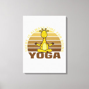 Grappig schattige giraffe die yoga doet. canvas afdruk