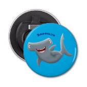 Grappig schattige Hammerhead-cartoon Button Flesopener (Voorkant)