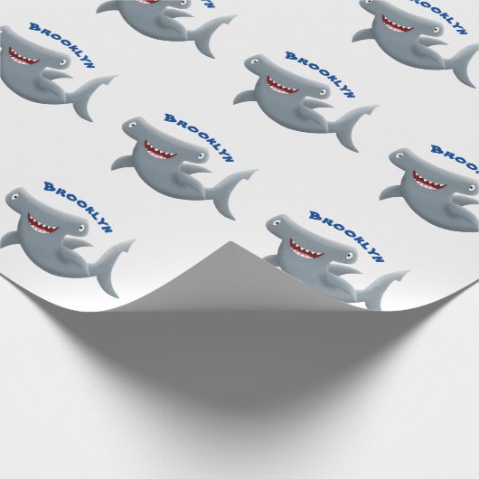 Grappig schattige Hammerhead-cartoon Cadeaupapier (Hoek)