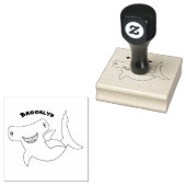 Grappig schattige Hammerhead-cartoon Rubberstempel (Gestempeld)