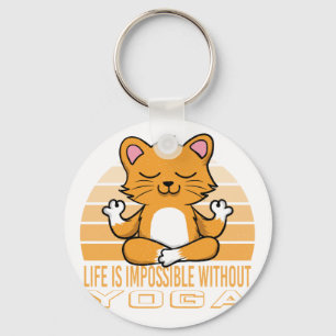 Grappig schattige kat die yoga doet. grappige yoga sleutelhanger