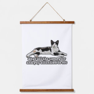 Grappig schattige kattenmeme voor katteneigenaars hangend wandkleed