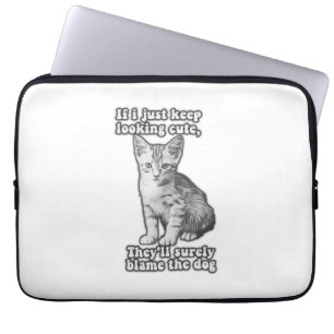 Grappig schattige kattenmeme voor katteneigenaars laptop sleeve