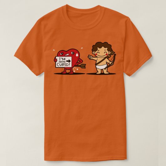 Grappig Schattige Kawaii Cupido Hart Valentijn Rel T-shirt (Design voorkant)