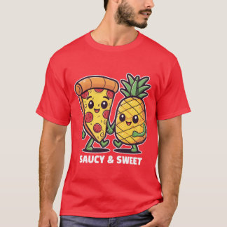 Grappig Schattige Kawaii Pizza Ananas Vrienden Sau T-shirt