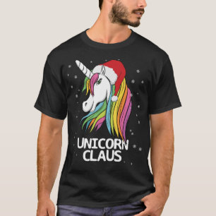 Grappig Schattige Kerst Eenhoorn Claus Kerstman T-shirt