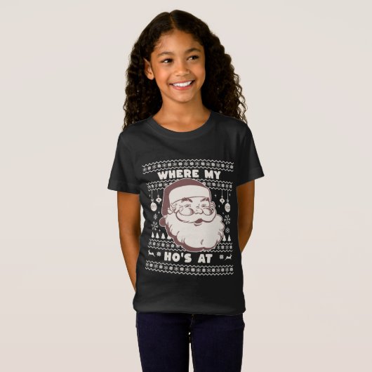Grappig Schattige Kerstman Sinterklaas Ho Ho's Des T-shirt (Voorkant volledig)
